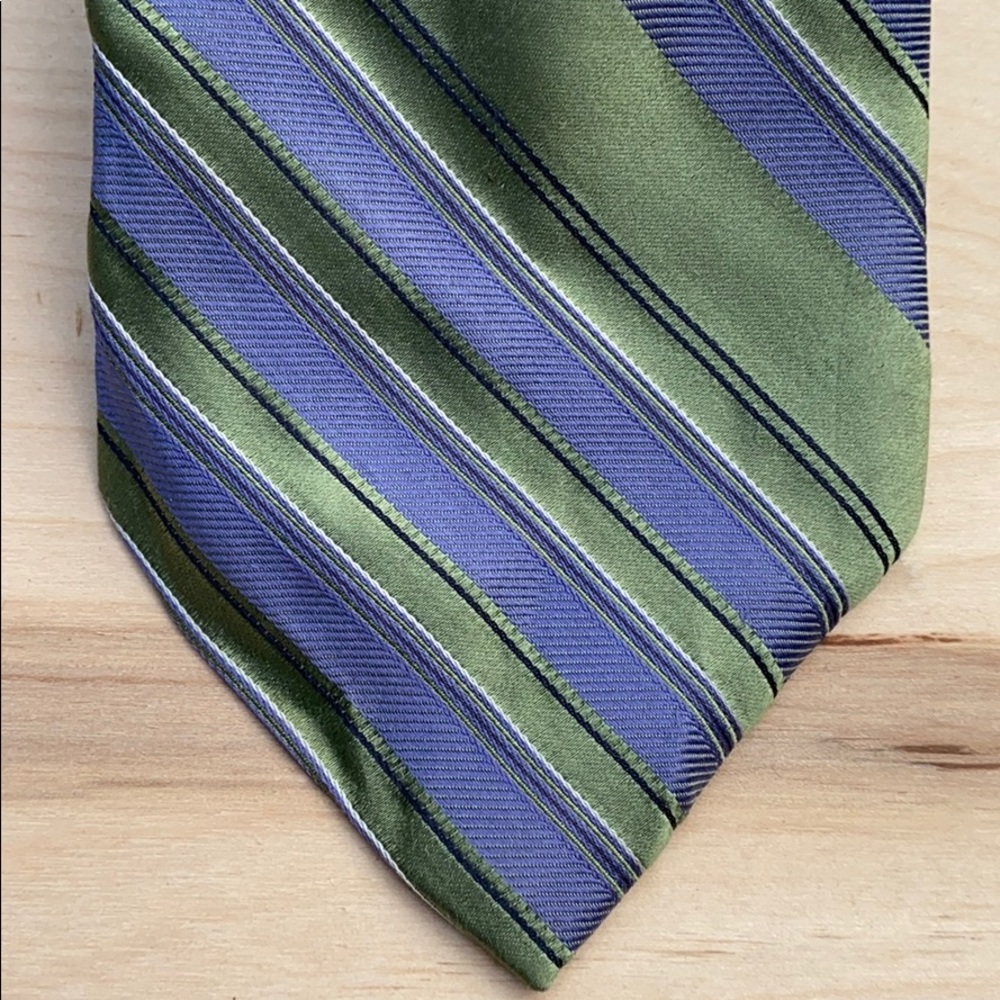 Calvin Klein Light Green and Purple Striped Tie.